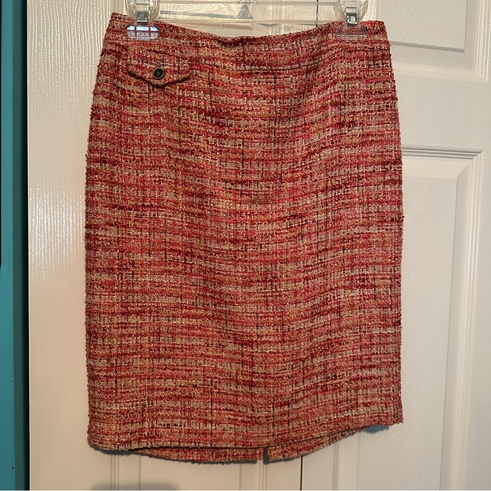Kenar Pink‎ and White Pencil Skirt Knee-Length